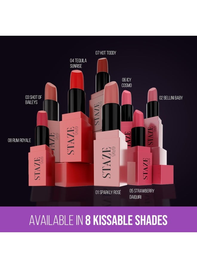 Staze 9to9 Crème De La Matte Lipstick | Intense Color Payoff | Weightless Silky Formula | Smudgeproof & Transferproof | 12 Hrs Stay | Non-Drying Pigmented Lightweight | 01 Sparkly Rosé | 4.2 g - Image 3